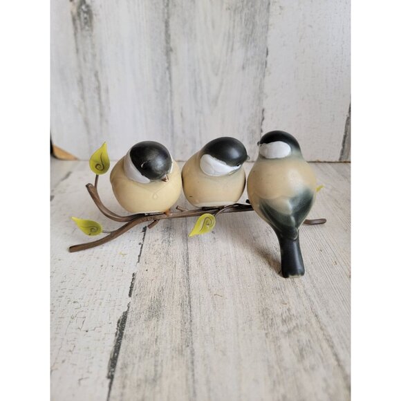 Three bird branch trio unique ceramic figure decor leaf tree - Picture 1 of 8